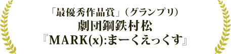 最優秀作品賞（グランプリ）劇団鋼鉄村松『MARK(x):まーくえっくす』